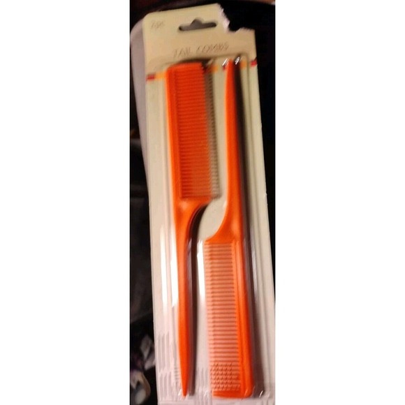 Retro Tail Combs 2 Pack Hair Teaser Rattail Rat Tail  Burnt Orange  8" NEW‎ - Picture 2 of 3